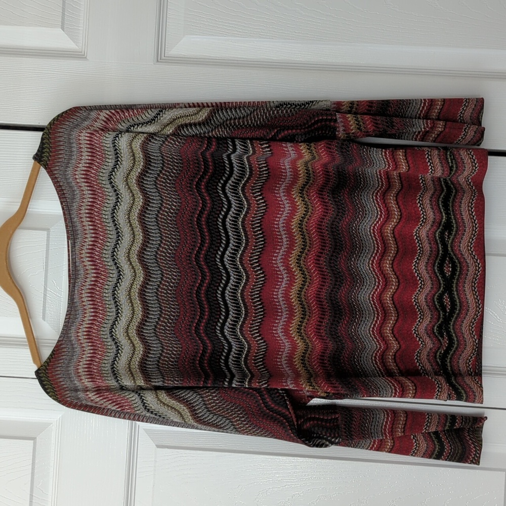 VERONICA M~ MULTICOLOR DOLMAN SLEEVE BANDED HEM TOP-L